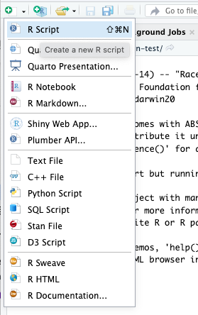 create R script in R Studio