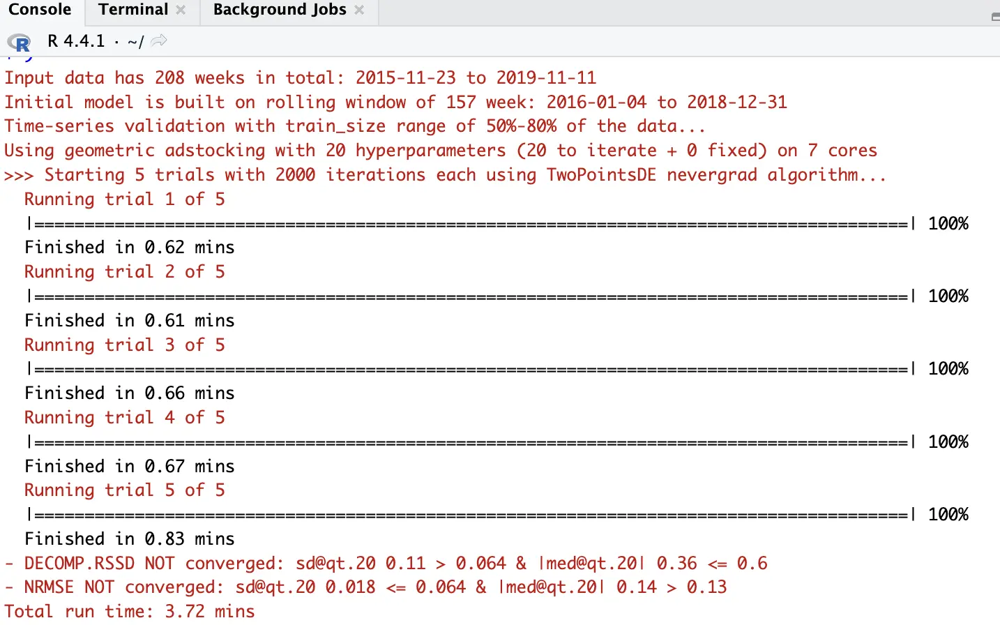 Meta MMM robyn_run()